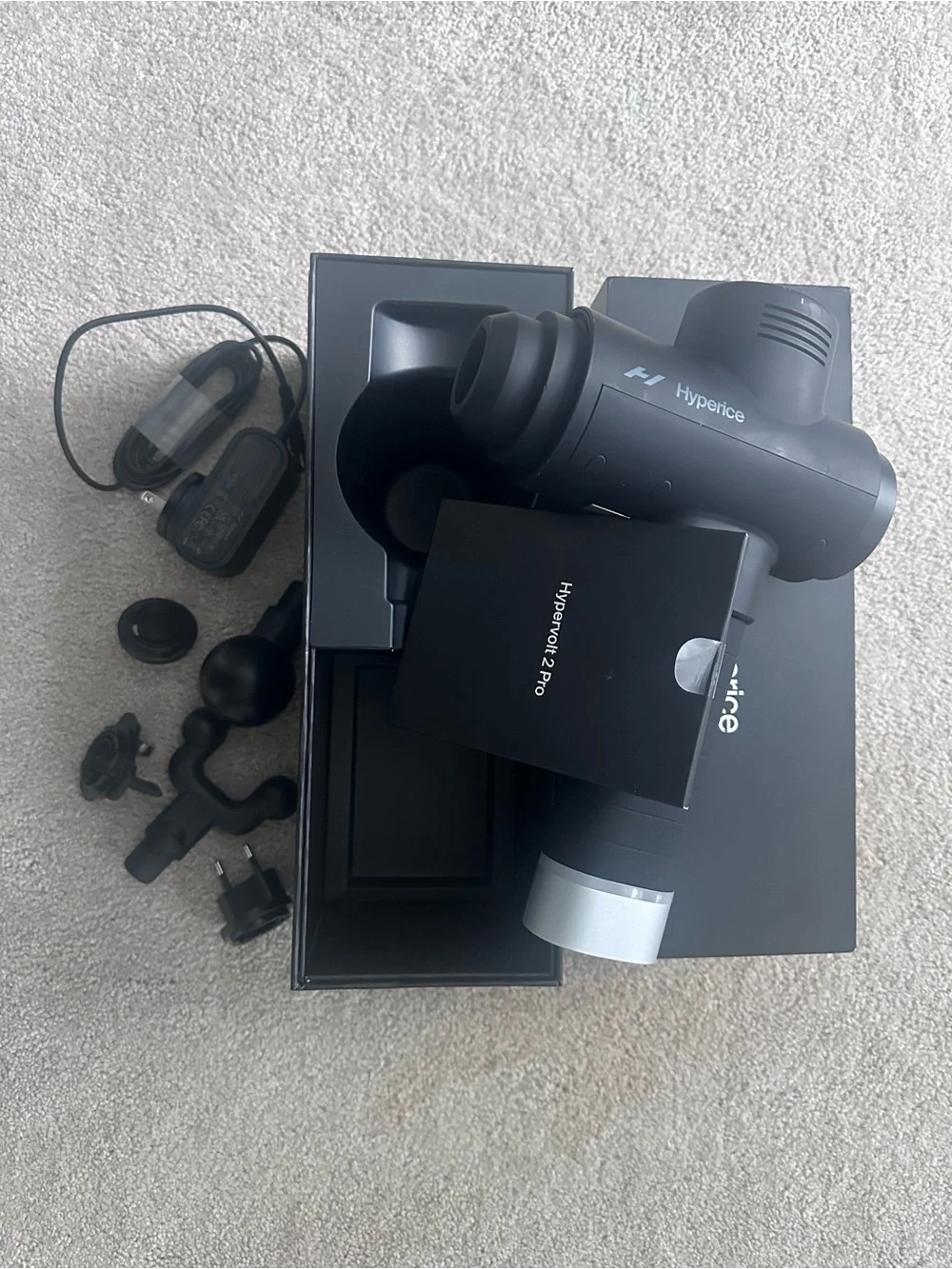 Hyperice Hypervolt 2 Pro Massage Gun w/ Box Charger Attachments & Manual